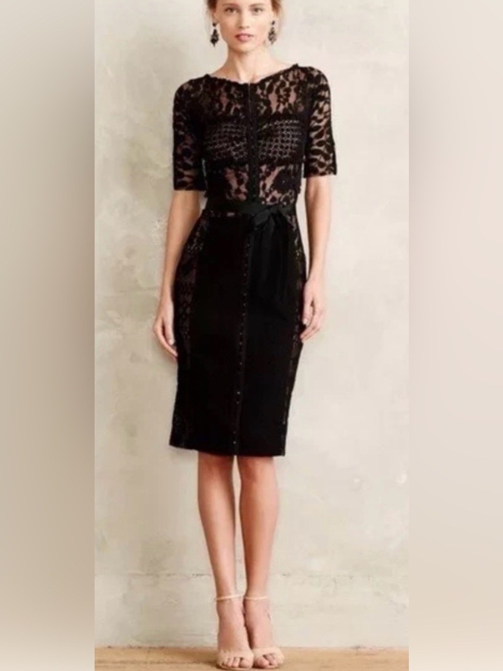 ANTHROPOLGIE Beguile Byron Lars black lace Carissima dress 6